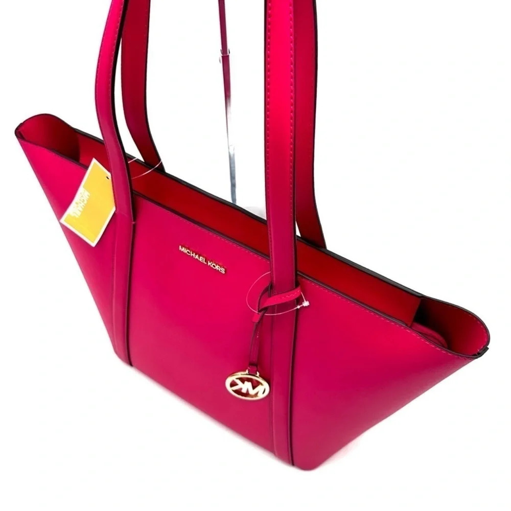 Michael Kors Pratt Large Signature Logo Tote Bag Electric Pink - Picture 6 of 10